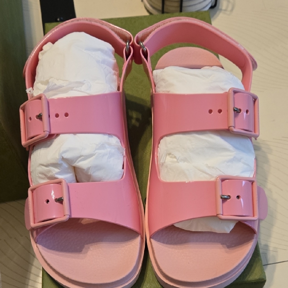 Gucci Pink Chunky Sandals with Adjustable Straps